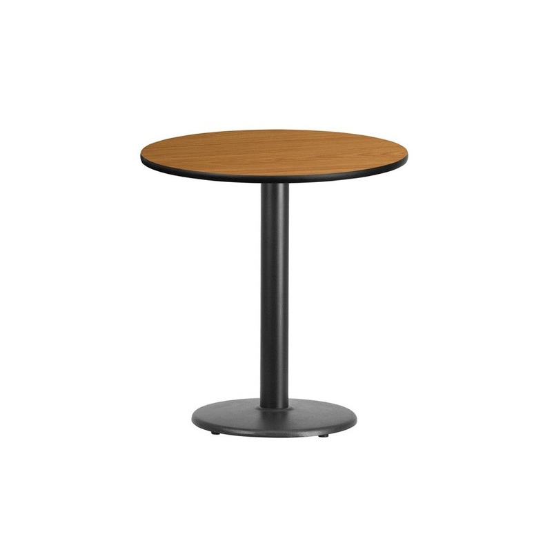 24” Round Natural Laminate Table Top with 18” Round Table Height Base