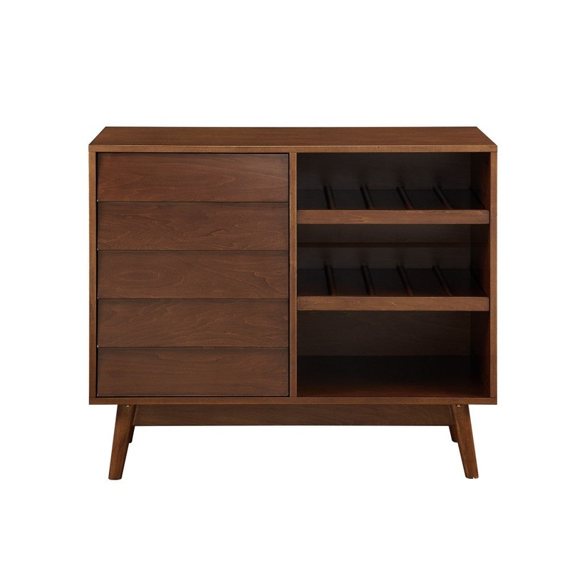 Paula 36″ Louvered Door Bar Cabinet – Walnut