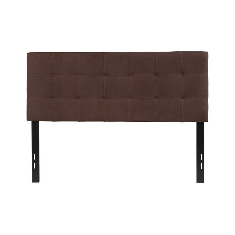 Bedford Tufted Upholstered Full Size Headboard in Dark Brown Fabric
