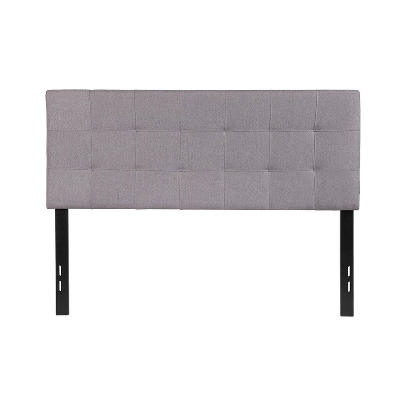 Bedford Tufted Upholstered Full Size Headboard in Light Gray Fabric