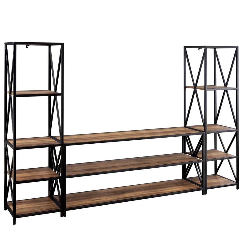 3-Piece Industrial Bookcase Set – Barnwood