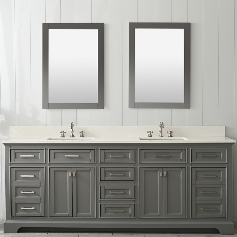 Design Element ML-84-GY Milano 84 Inch Bath Vanity in Gray with White Quartz Top